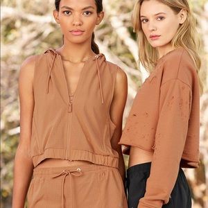 Alo Yoga Henna Running Tank Hoodie Zip Vest